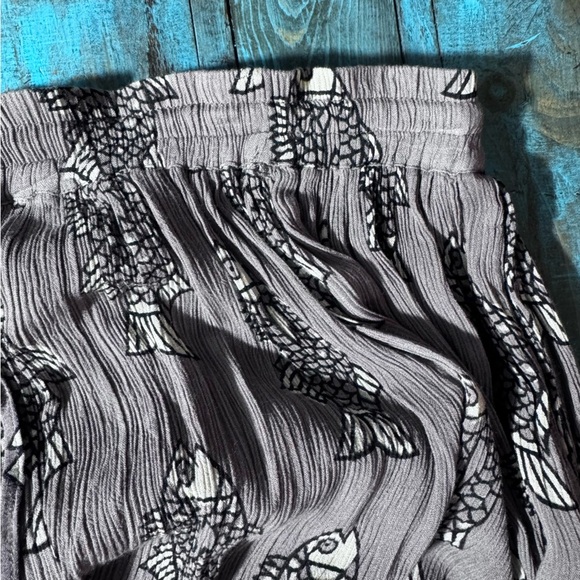 Vintage Chico's Broomstick Maxi Long Skirt Grey Black Fish One Size 90s Y2K - Picture 13 of 14